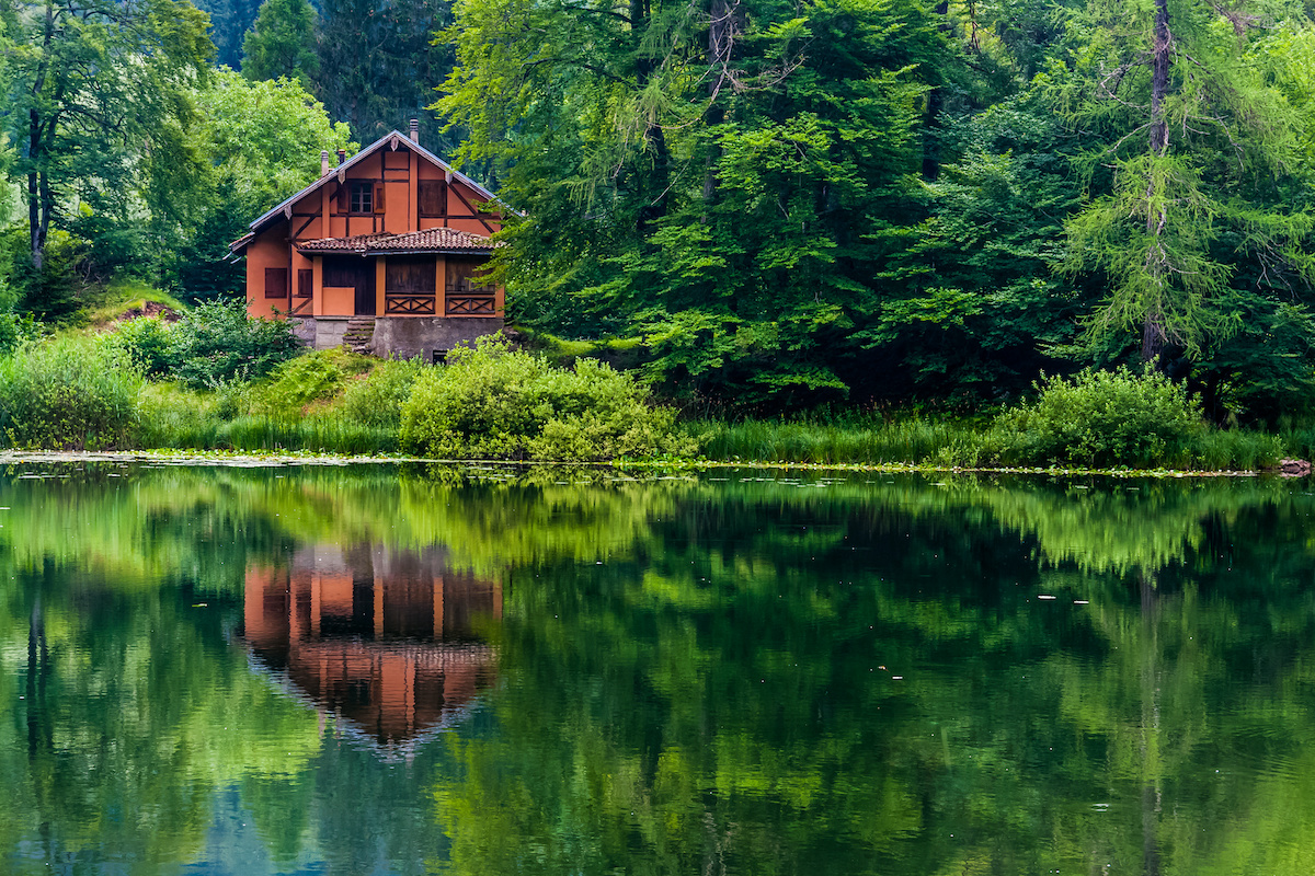 Home built on lake