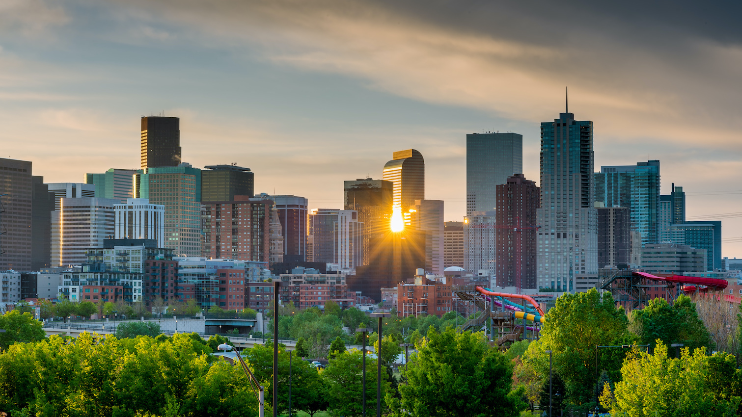 Sunset view of Denver, Colorado