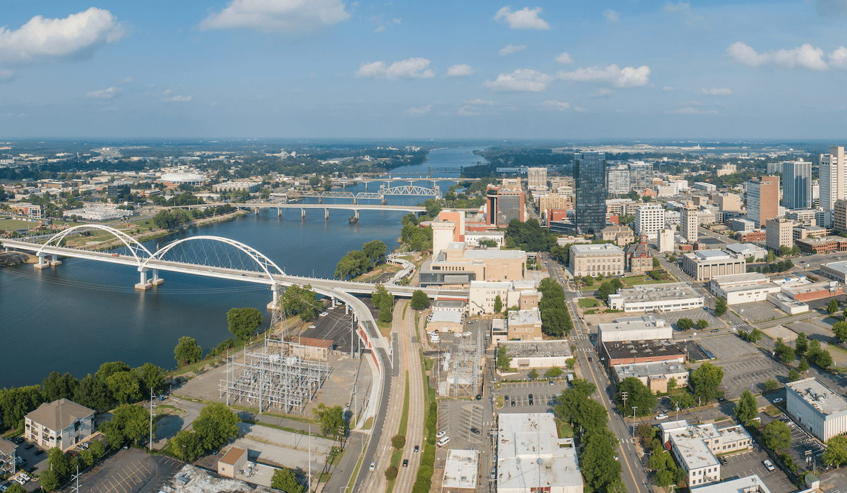 Aerial view of Little Rock, Ark., where rental activity saw a sharp increase