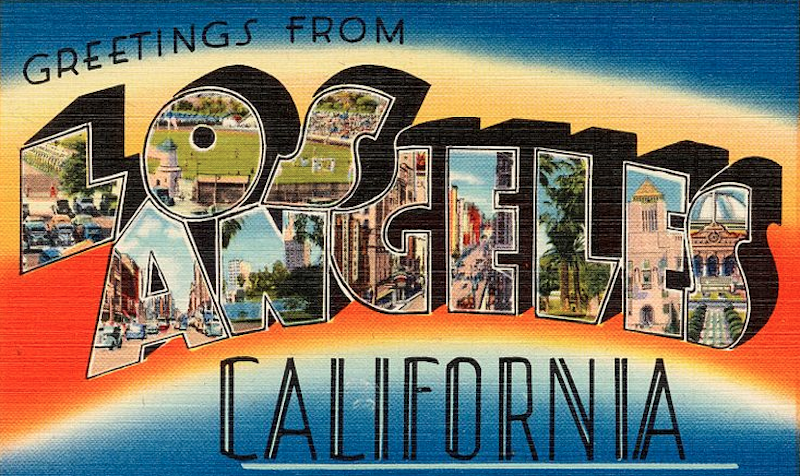 California homes expensive-welcome to Los Angeles California postcard-photo Public domain