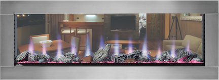 Clearion see-through electric fireplace by Napoleon