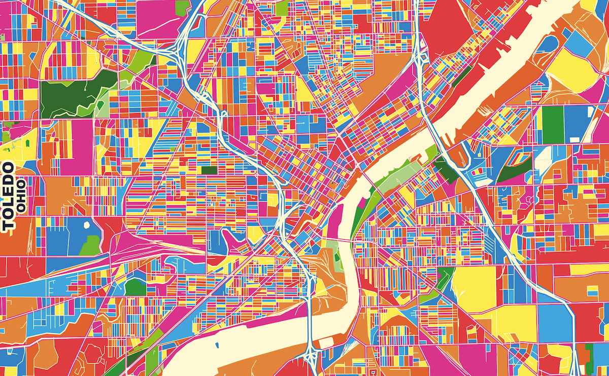 Colorful map of Toledo, Ohio, which topped Realtor.com's list of hottest markets for 2024