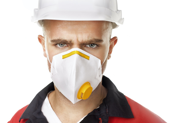 Construction worker wearing face mask