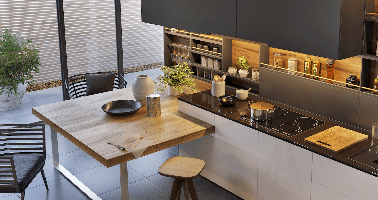 Eat-in kitchen design saves space