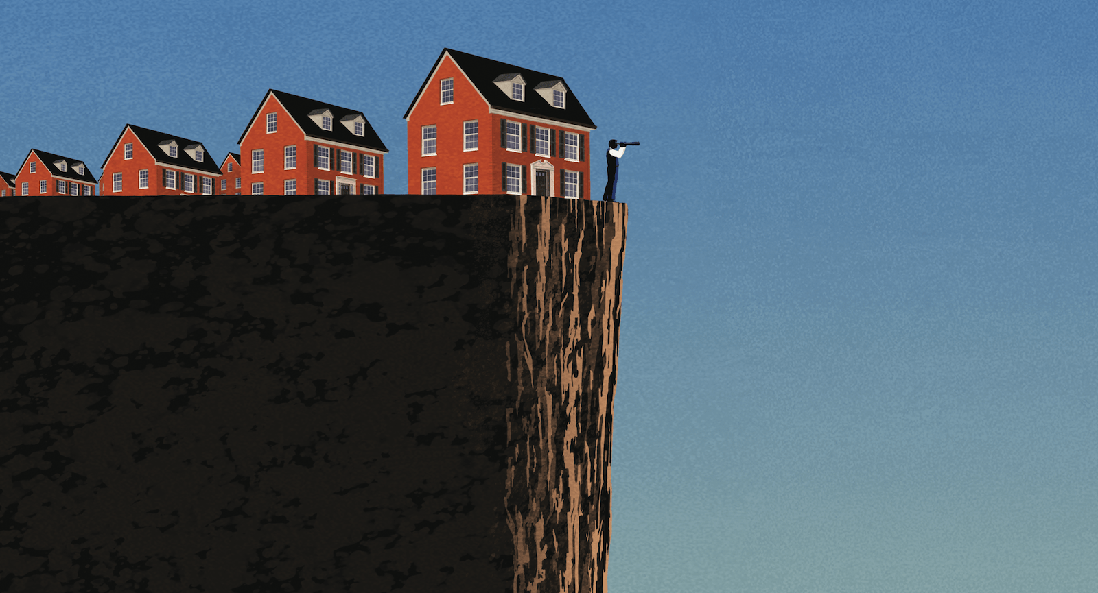 Home building at cliff precipice