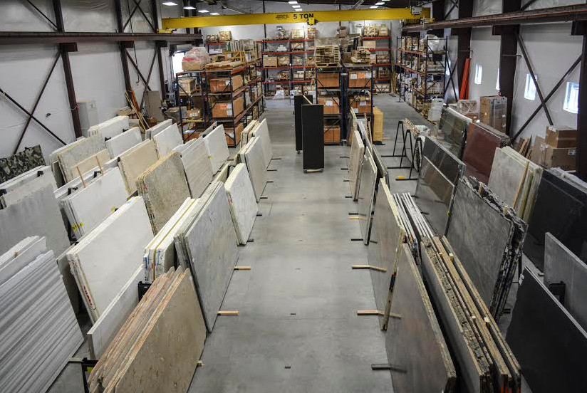 Granite and marble slabs are fabricatedin a facility near the Earth Elements showroom
