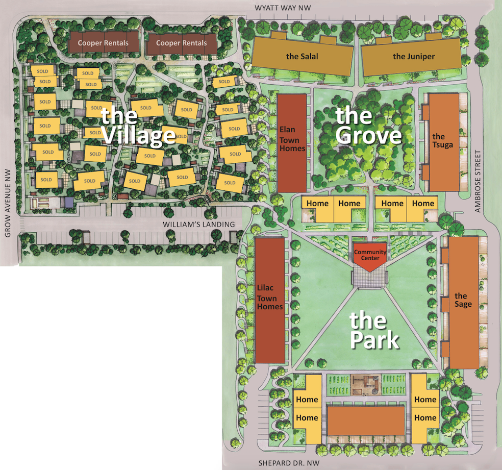 Phase one plan of Grow clustered single-family homes