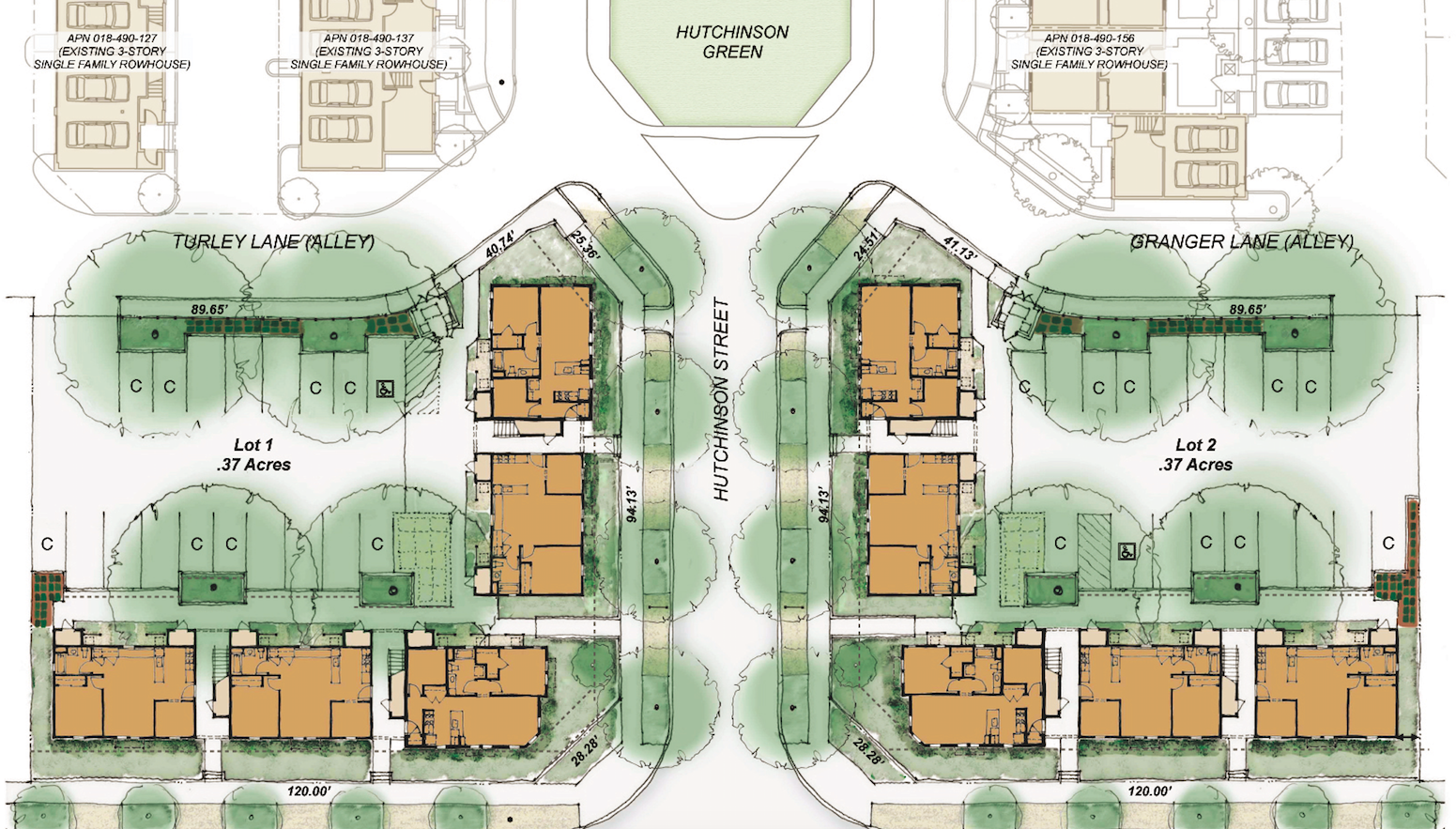 Site plan for Hutchinson Green Apartments, Chico, Calif.