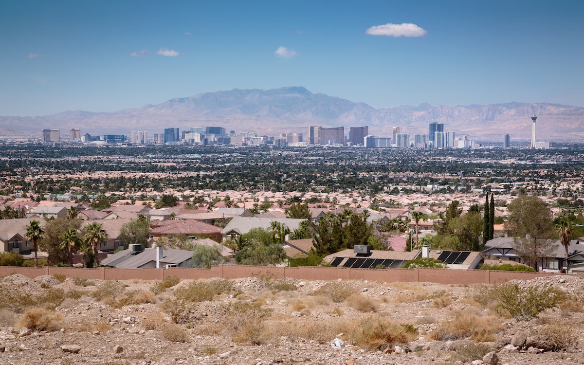 View of Las Vegas suburb and downtown area