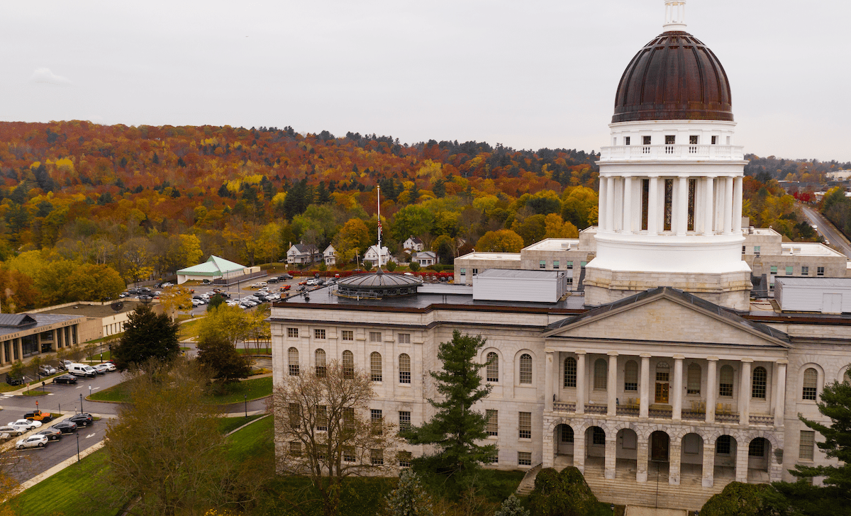 View of Maine's legislature in Augusta in fall