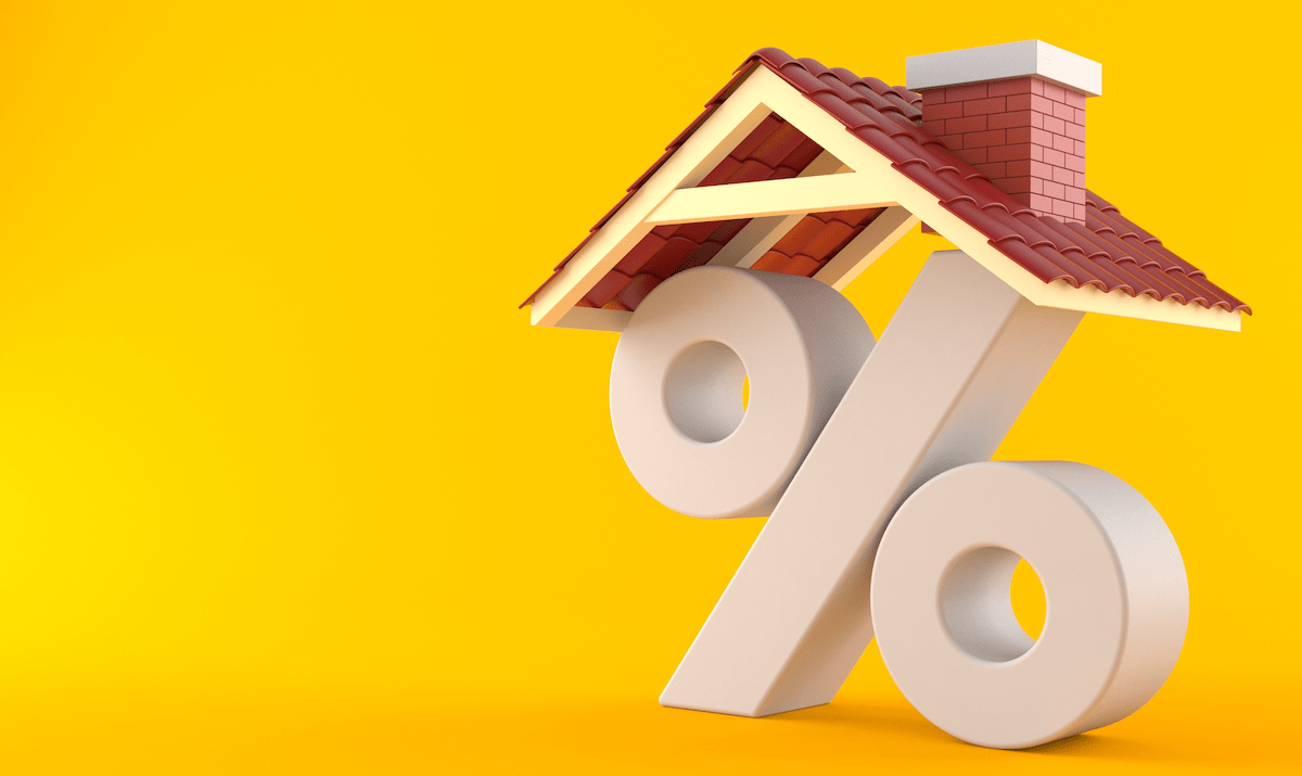 Mortgage rates percentage symbol with roof over it