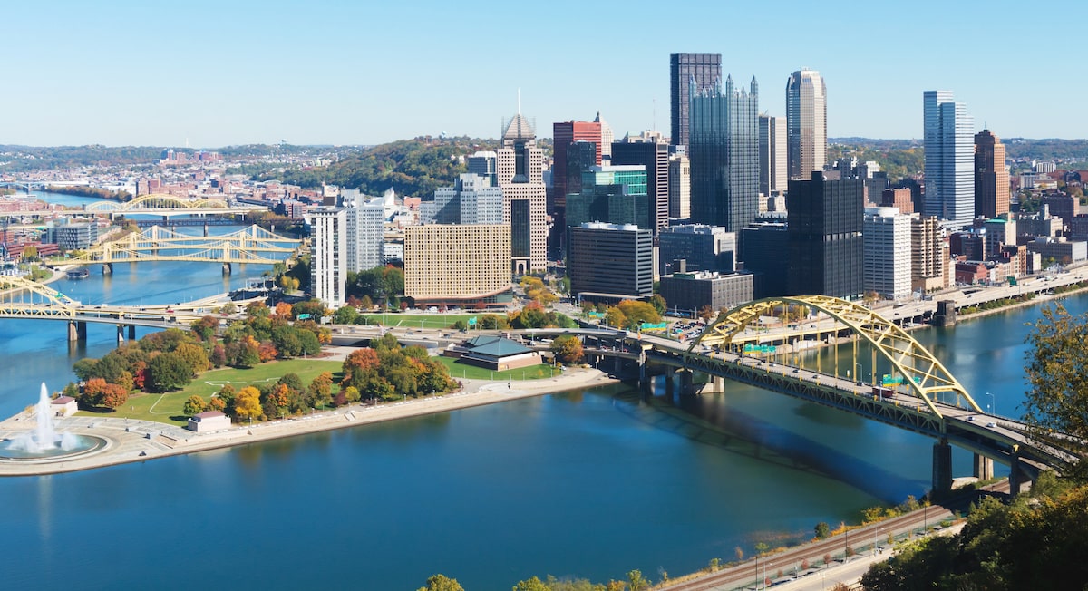 Pittsburgh skyline aerial view