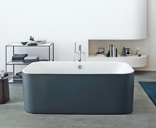 Duravit D2 Plus collection of bathtubs-Graphite Super Matt finish shown