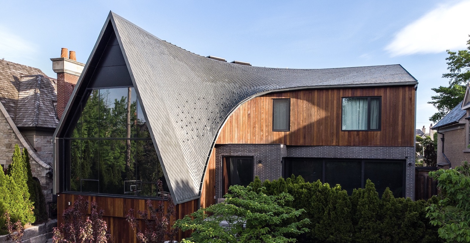Rheinzink's zinc metal roofing installed on the "A-House" in Toronto