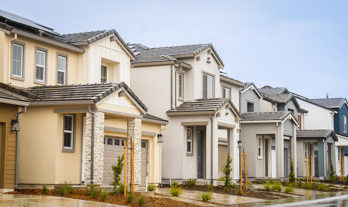 Row of new, single-family homes in California