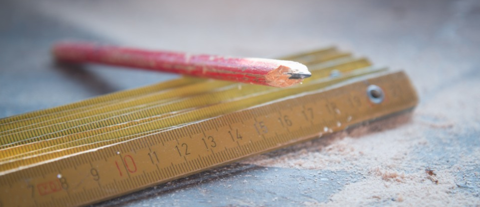 ruler and carpenter's pencil