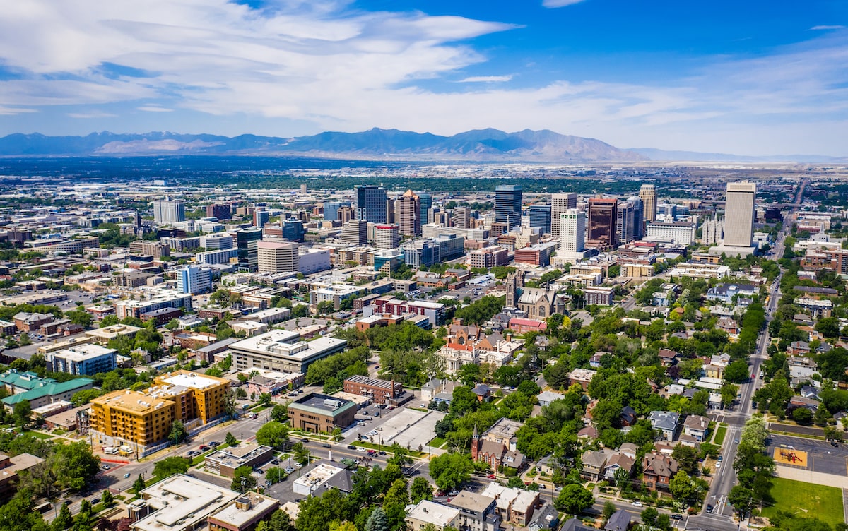 Aerial view of Salt Lake City metro area