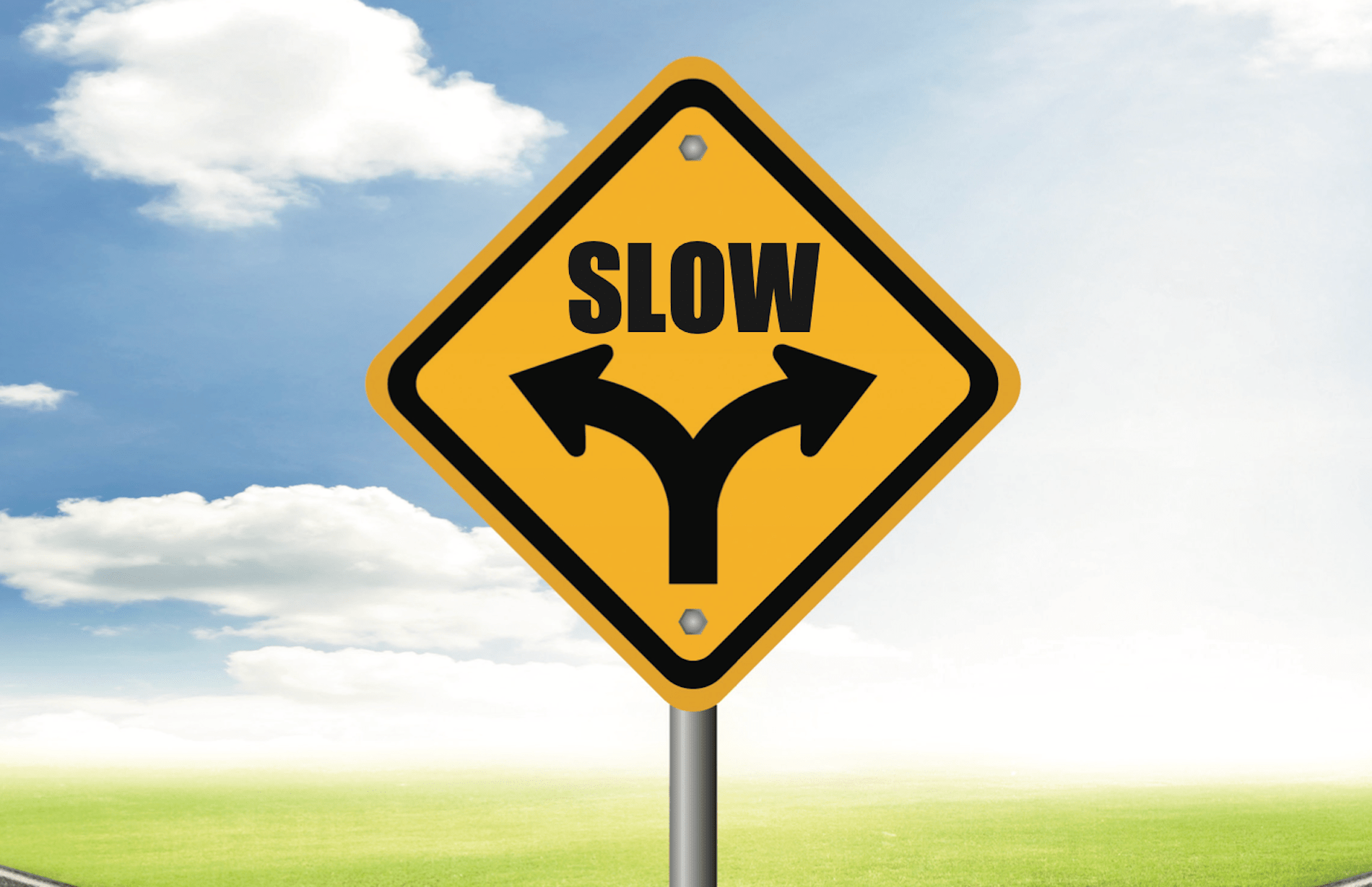 Just like this "go slow" road sign, a slowing housing market requires that home builders adjust their approach