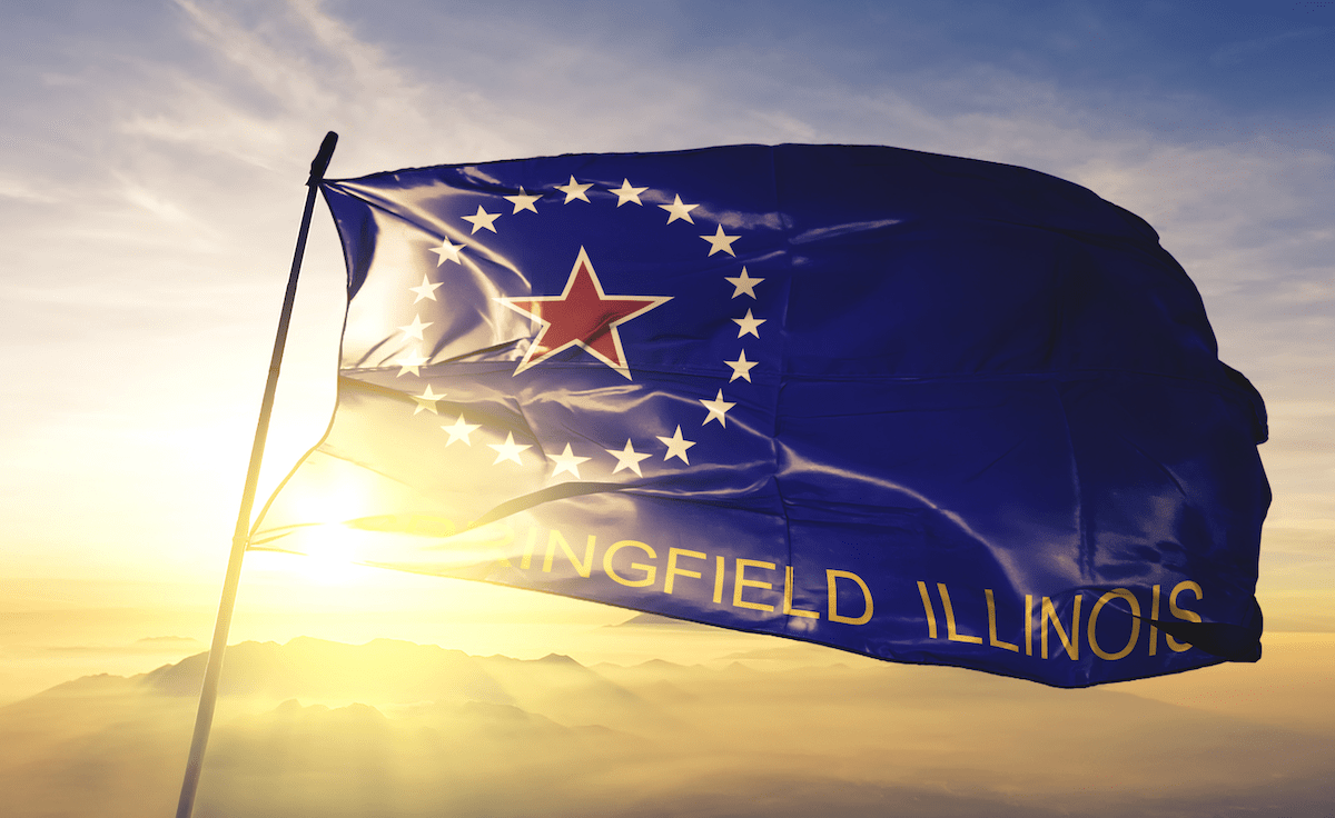 Springfield Illinois flag with sun shining 