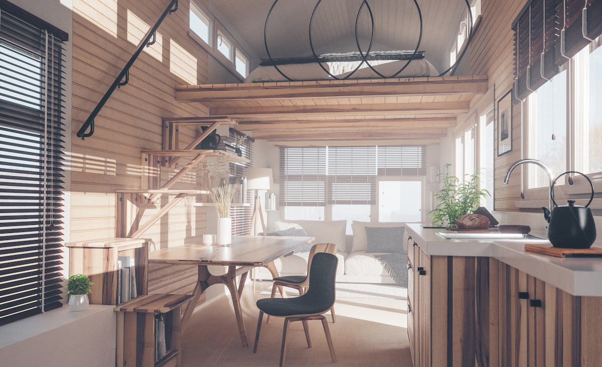 Timber prefab home interior