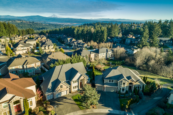Aerial of large homes