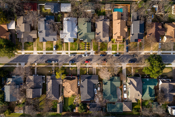 Aerial of homes in Fort Worth