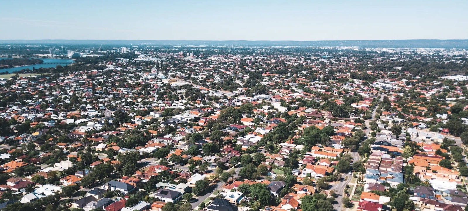 Aerial view of homes in a neighborhood