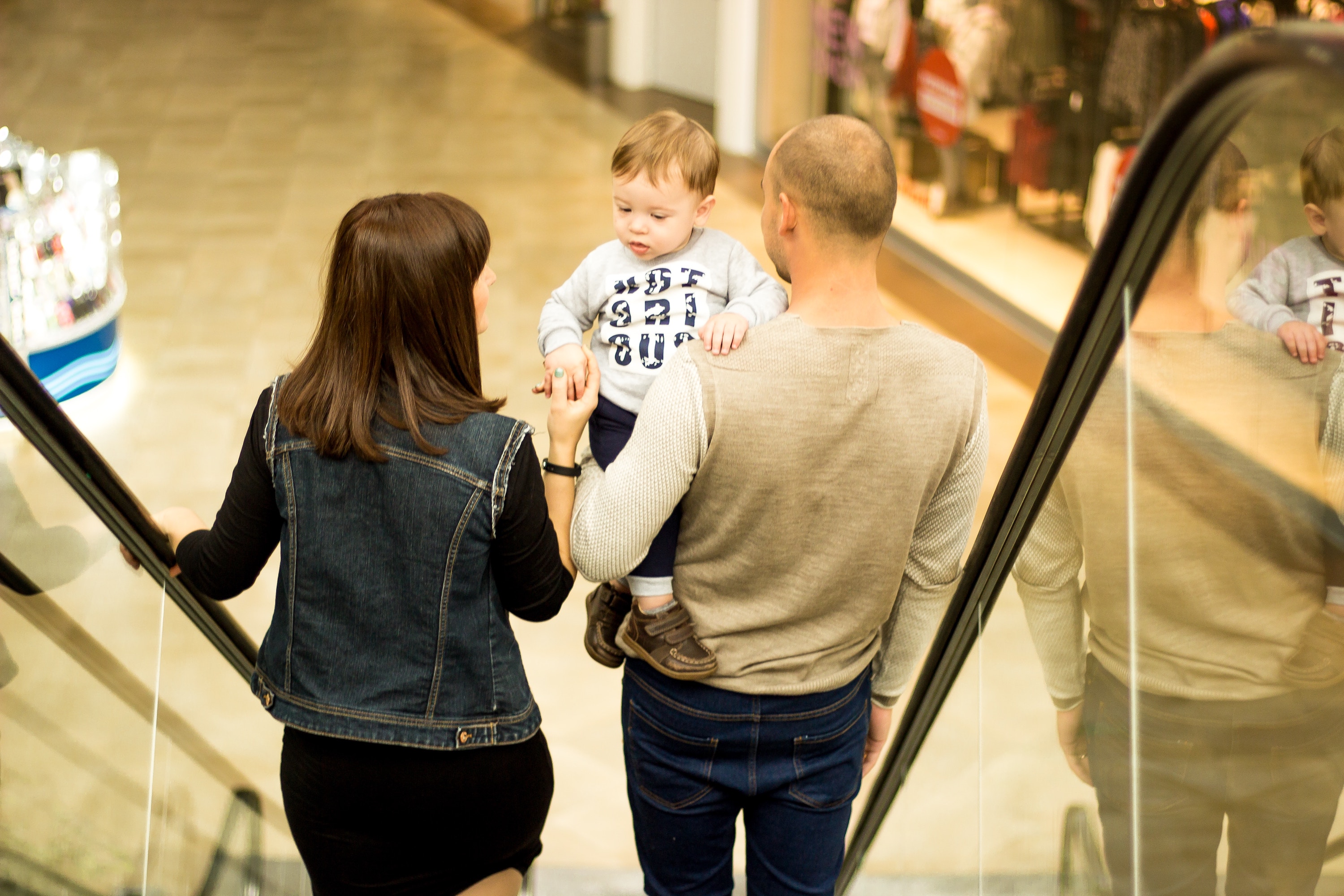 Family in a shopping mall