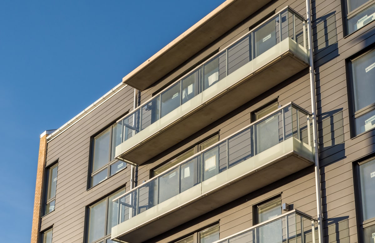 Close up of apartment balconies