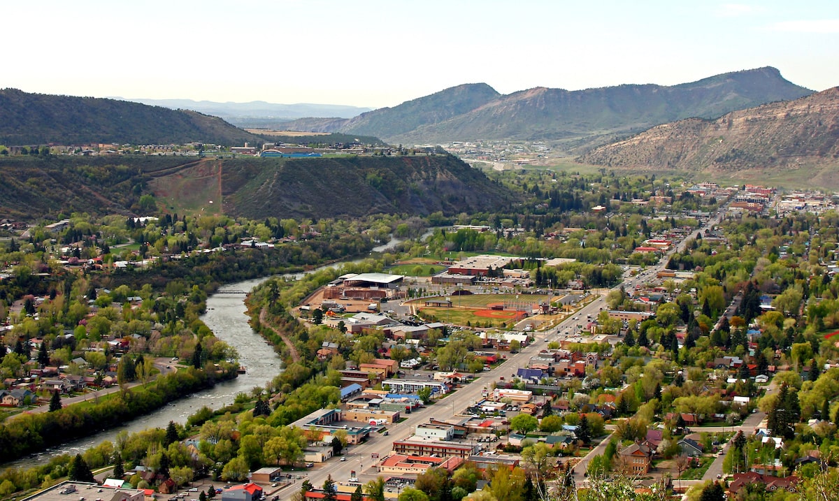 Aerial view of southwestern Colorado town