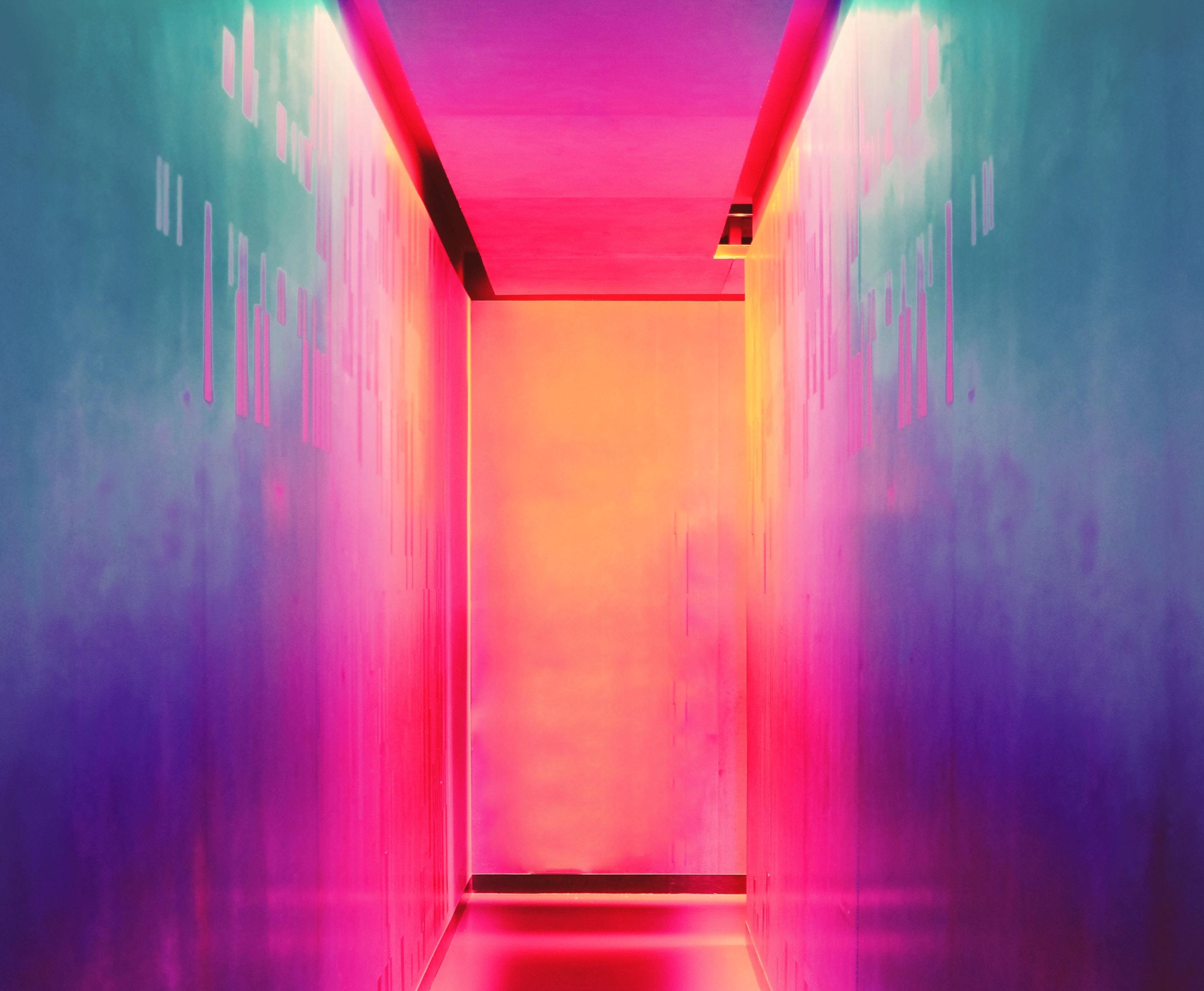 Hallway with neon lighting