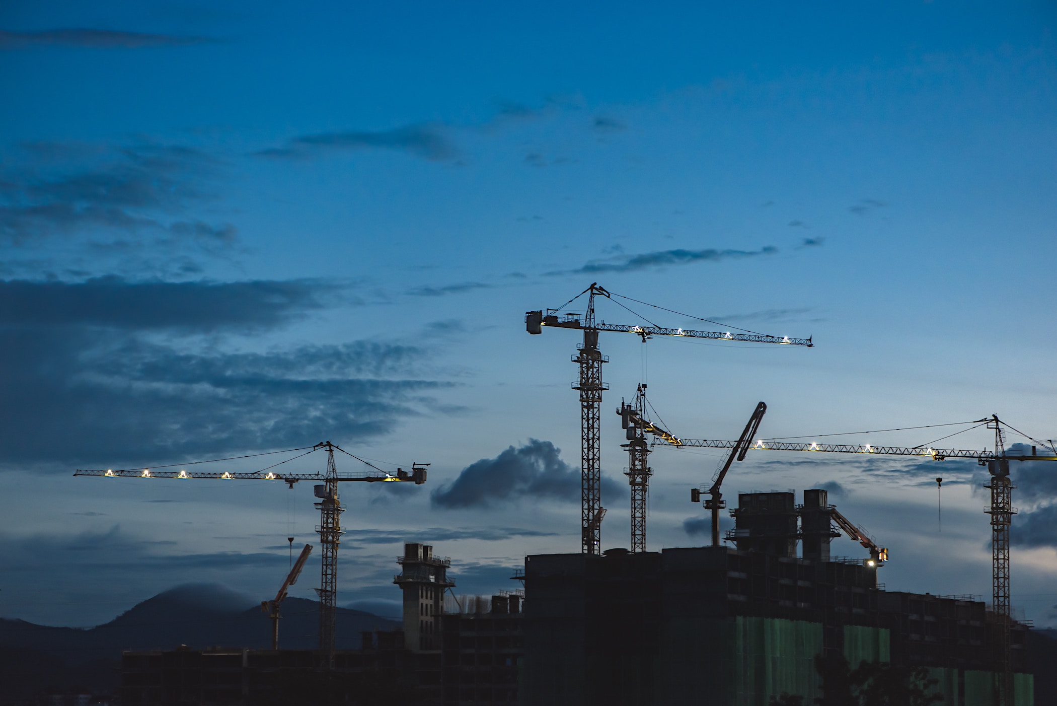 Construction site at twilight