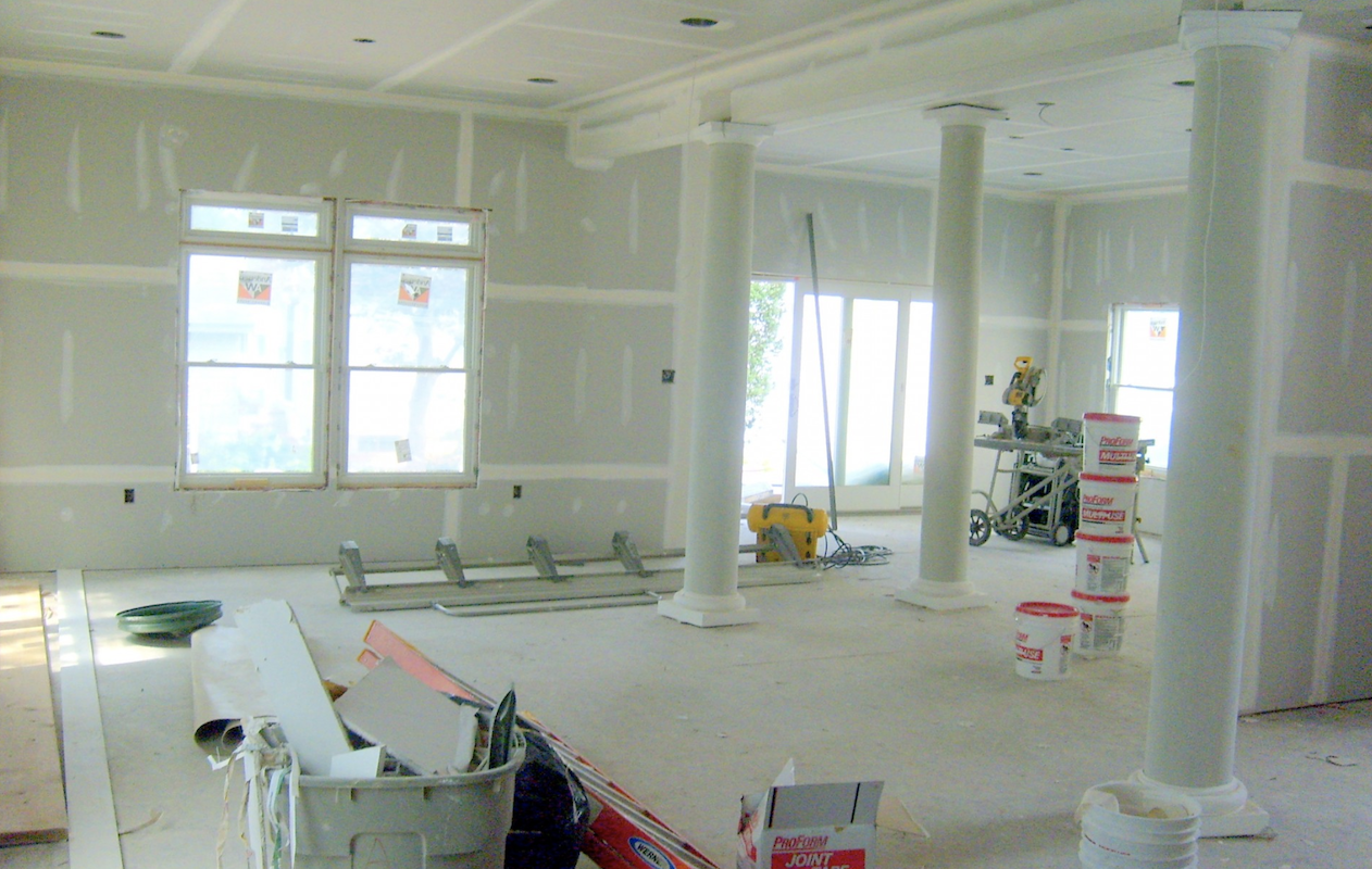 home interior with drywall installed