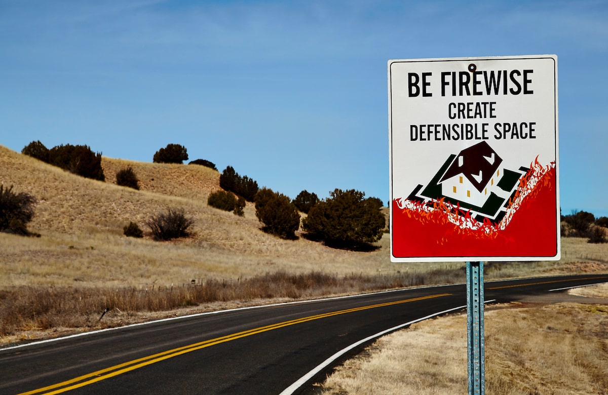 Firewise sign on roadside