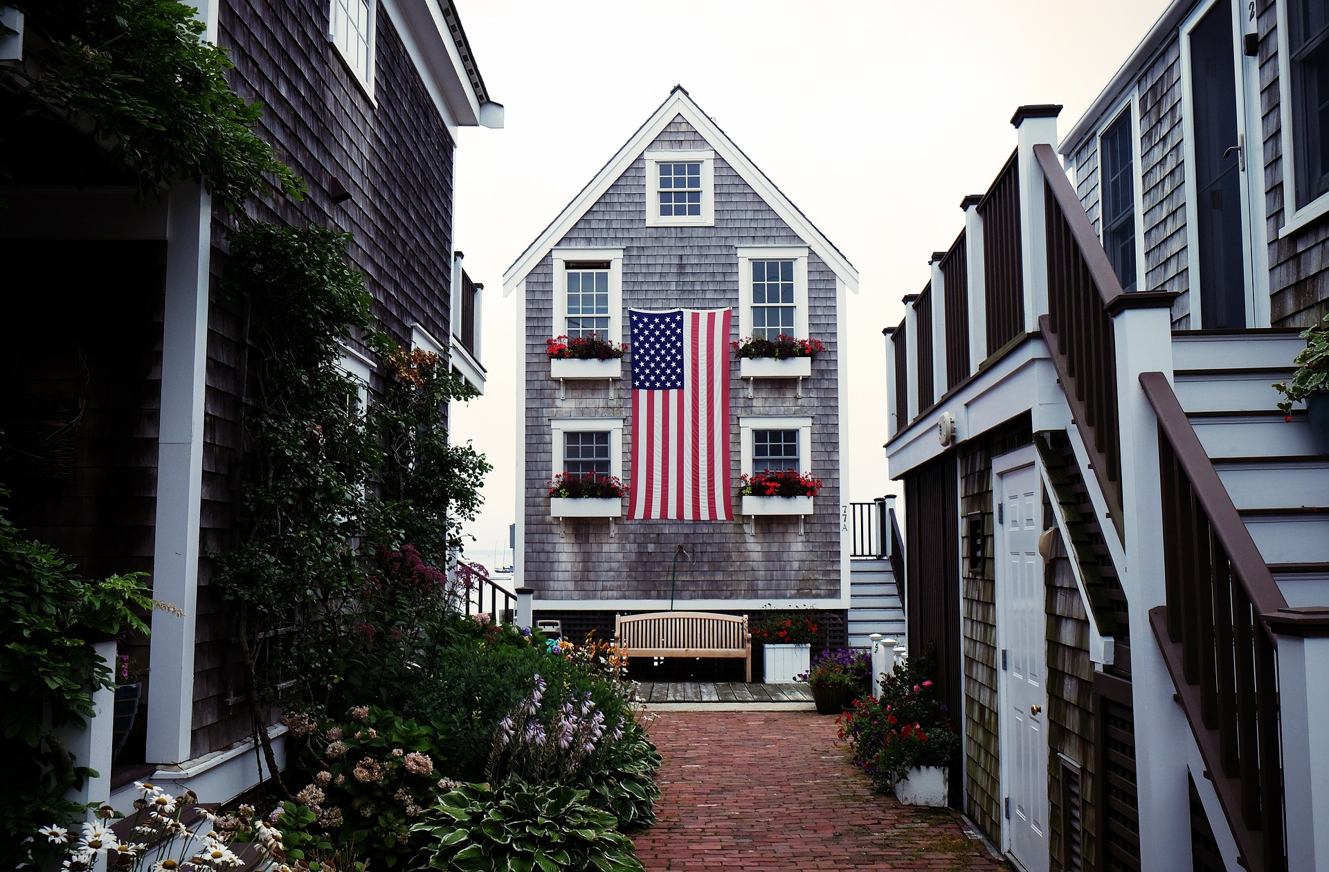 House with American flag