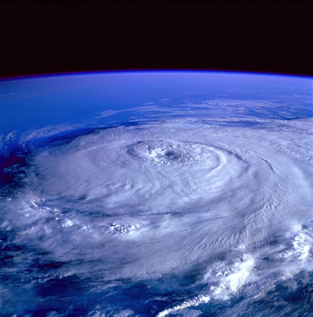 Satellite view of a hurricane from space