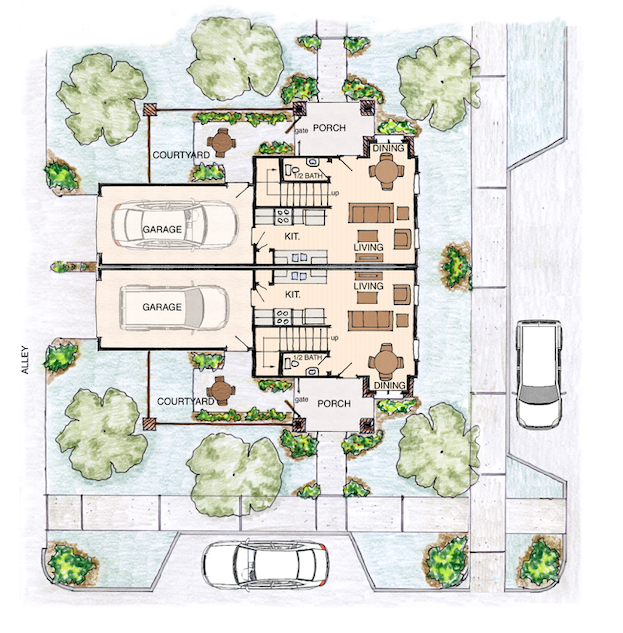 Larry Garnett New Urbanism Front Street duplex plan