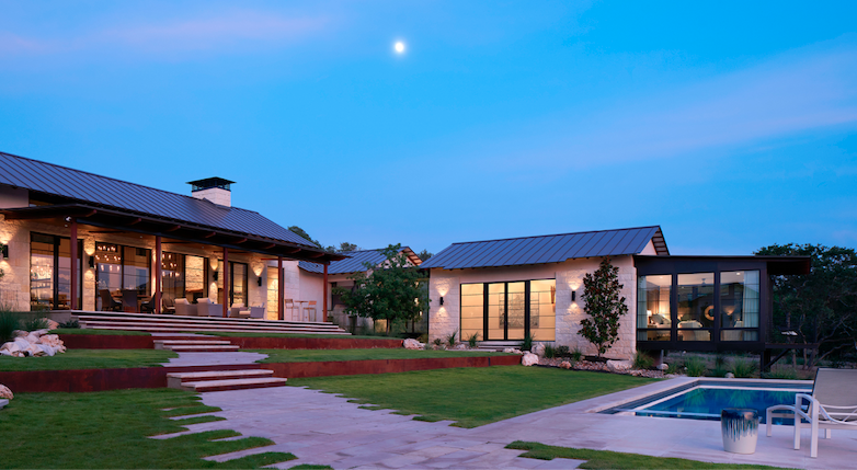 2019 Professional Builder Design Awards Bronze Custom Home exterior with pool