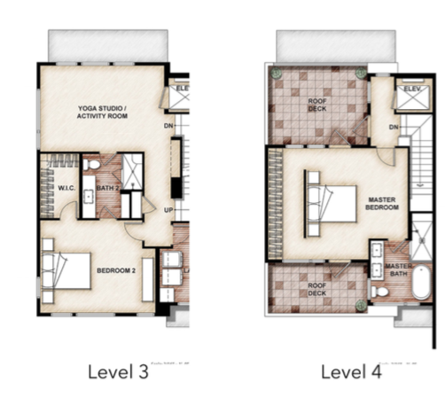 2019 Professional Builder Design Awards Gold Multifamily The Rouge at Pivot floor plans levels 3 and 4