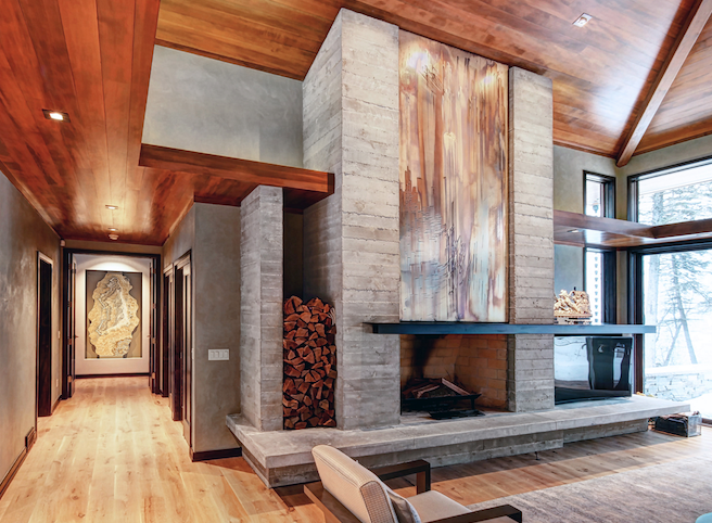 2019 Professional Builder Design Awards Honorable Mention Custom Home Shorecliff interior living room fireplace