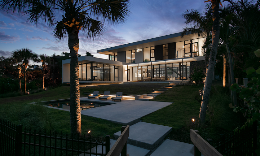 2019 Professional Builder Design Awards Project of the Year Gold outdoor living at night