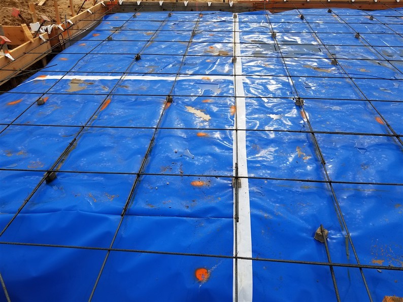 An example of underslab vapor barrier correctly installed