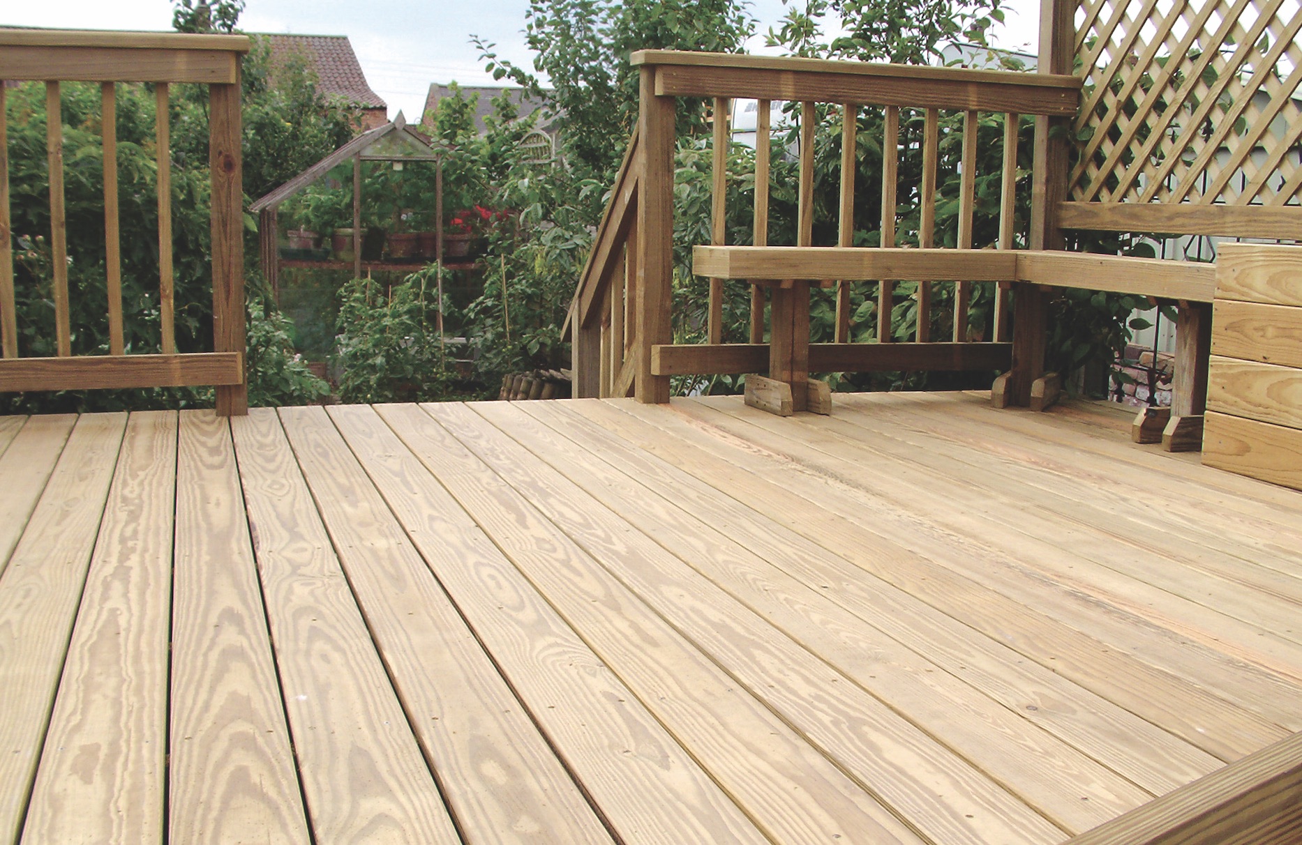 southern pine wood decking installed on a single family home