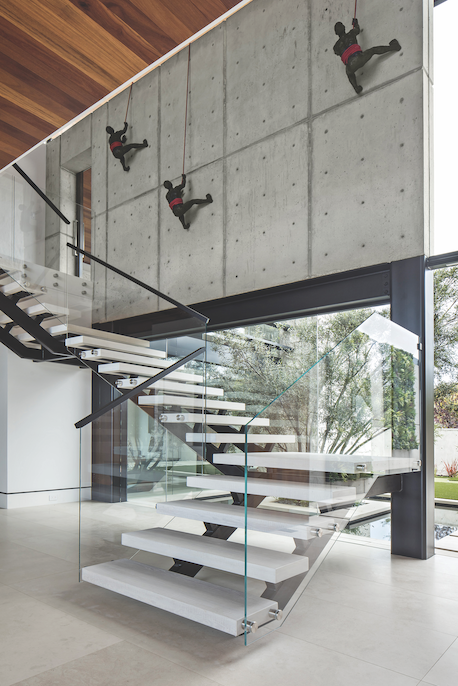 2019 professional builder design awards details stairway with Climbers sculpture