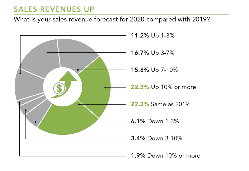 sales revenue forecast for 2020 compared with 2019