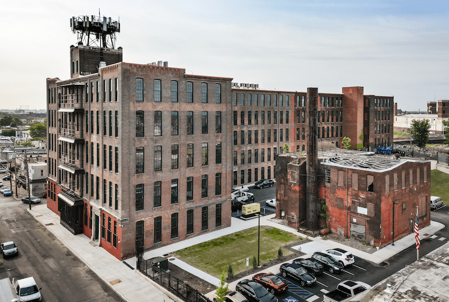 Exterior view of the A & Indiana, a warehouse adaptive reuse project that is a 2023 BALA winner 