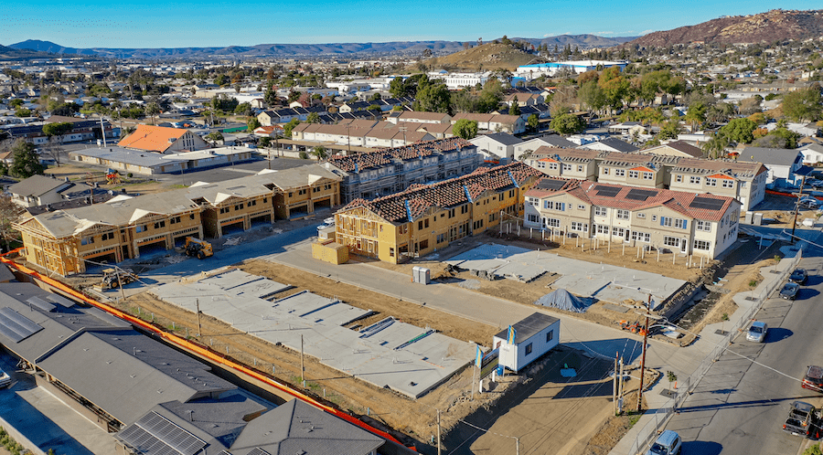 Aerial view of the prefab project at Daybreak by Agorus and Hallmark Communities