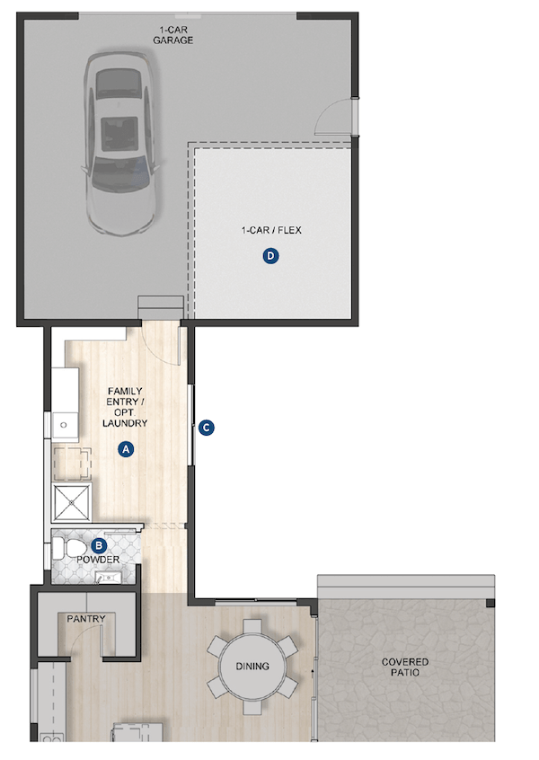 Family entry floor plan for the Barnaby home design by Dahlin Group Architecture | Planning