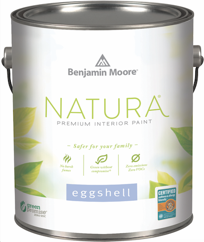 can of Benjamin Moore Natura emission-free acrylic paint