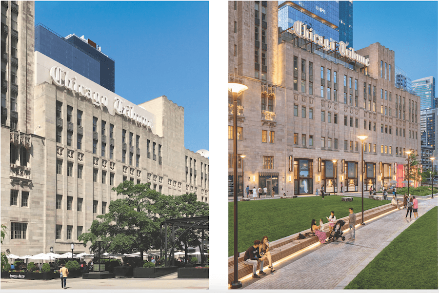 Pioneer Court at the Chicago Tribune Tower, a 2023 BALA adaptive reuse winning project